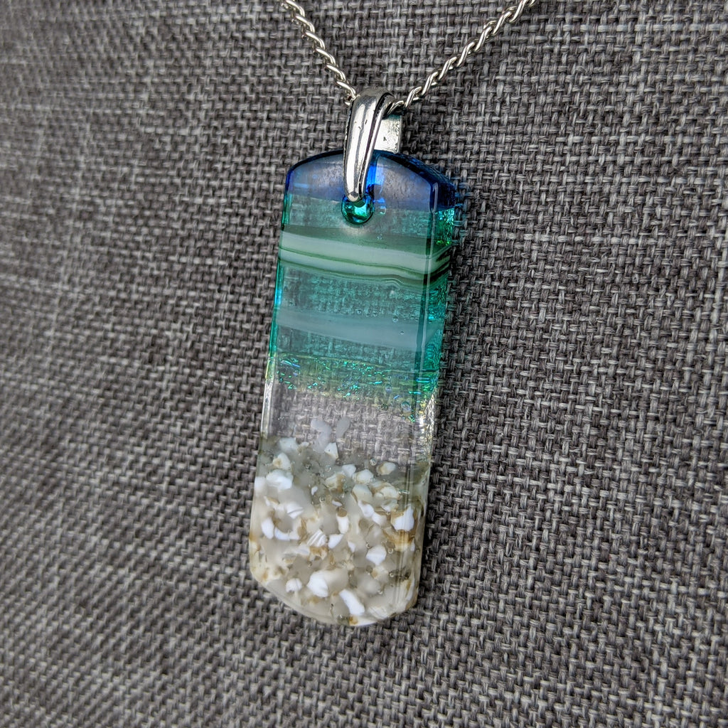 Aqua Green Standard Fused Dichroic Glass Aquascape Necklace