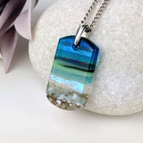 Aqua Green 1.5 Shimmer Fused Dichroic Glass Aquascape Necklace