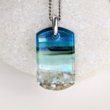Aqua Green 1.5 Shimmer Fused Dichroic Glass Aquascape Necklace