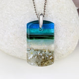 Aqua Green 1.5 Standard Fused Dichroic Glass Aquascape Necklace