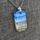 Bright Blue 1.5 Standard Fused Dichroic Glass Aquascape Necklace