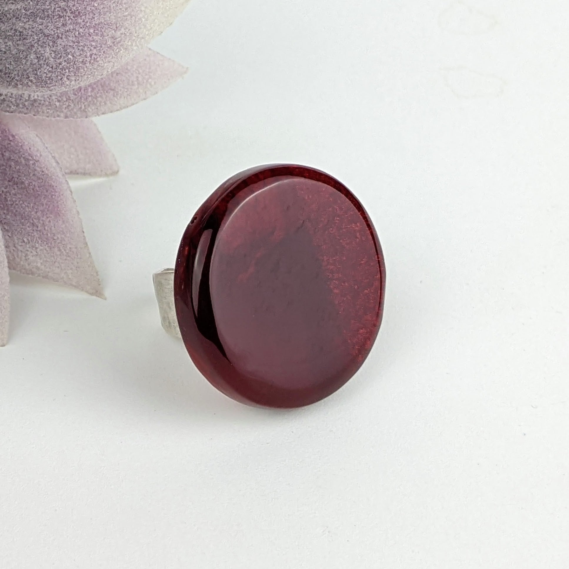 Dark Garnet Red Statement Ring, Cocktail Ring, Chunky Ring, Glass Ring, Big Bold Adjustable Ring