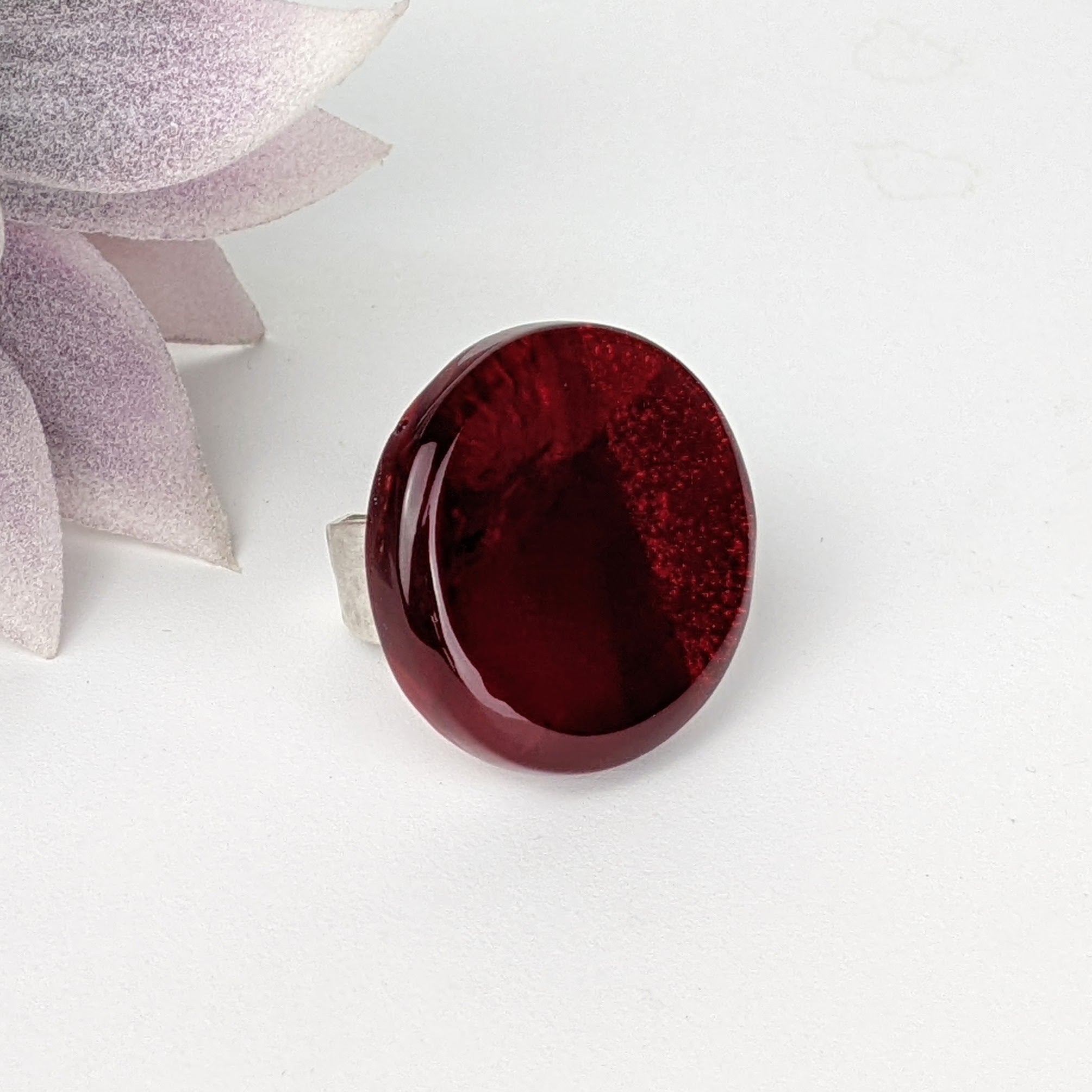 Dark Garnet Red Statement Ring, Cocktail Ring, Chunky Ring, Glass Ring, Big Bold Adjustable Ring