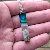 Aqua Green Thin Standard Fused Dichroic Glass Aquascape Necklace
