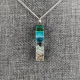 Clear Aqua Green Thin Standard Fused Dichroic Glass Aquascape Necklace