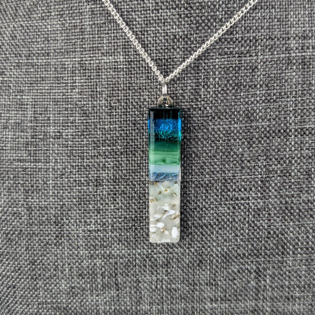 Aqua Green Thin Standard Fused Dichroic Glass Aquascape Necklace