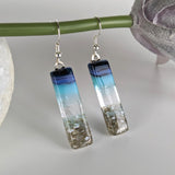 Midnight Blue Standard Fused Dichroic Glass Aquascape Dangle Earrings