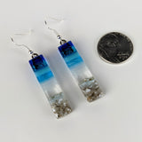 Bright Blue Standard Fused Dichroic Glass Aquascape Dangle Earrings